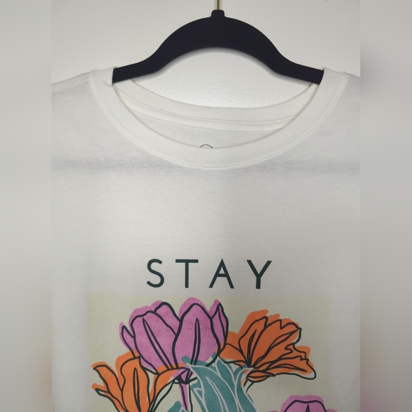 "Stay Fresh" Floral White T Shirt size M - Picture 8 of 16